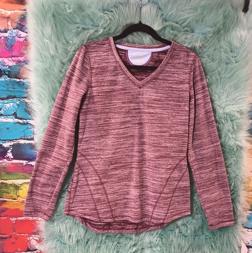 Tek Gear Mauve Long Sleeve V-Neck Top Size M
